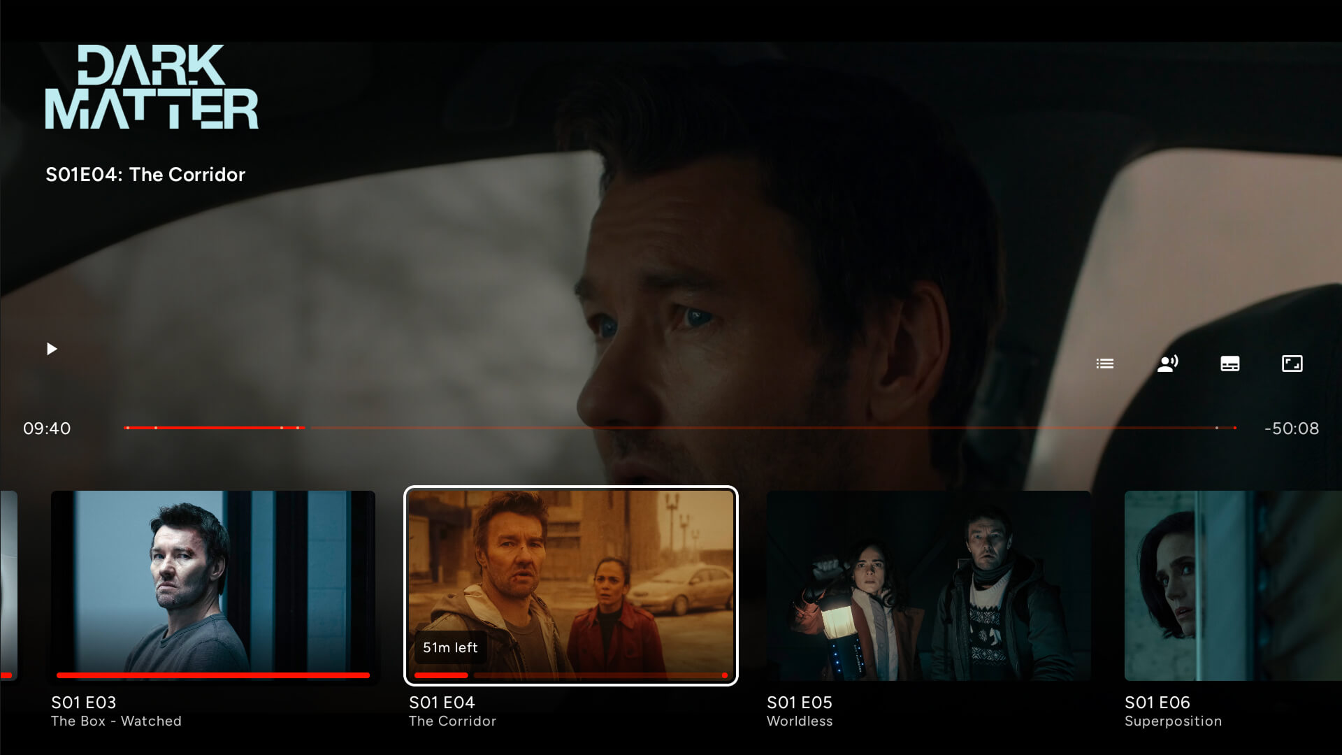 The in-player episode strip in Cinaura